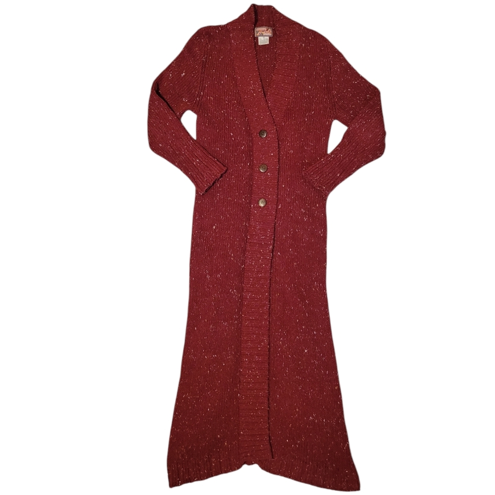 April Cornell Women's Cardigan Sweater Long Duster 3 Button Down Knit Vintage